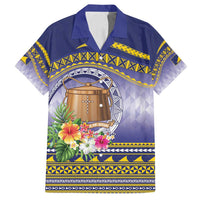 Tokelau Tuluma Family Matching Off Shoulder Maxi Dress and Hawaiian Shirt Polynesian Tropical Flowers LT9 Dad's Shirt - Short Sleeve Blue - Polynesian Pride