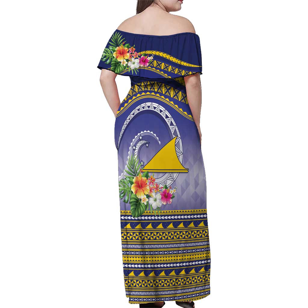 Tokelau Tuluma Family Matching Off Shoulder Maxi Dress and Hawaiian Shirt Polynesian Tropical Flowers LT9 - Polynesian Pride