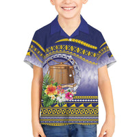 Tokelau Tuluma Family Matching Off Shoulder Maxi Dress and Hawaiian Shirt Polynesian Tropical Flowers LT9 Son's Shirt Blue - Polynesian Pride