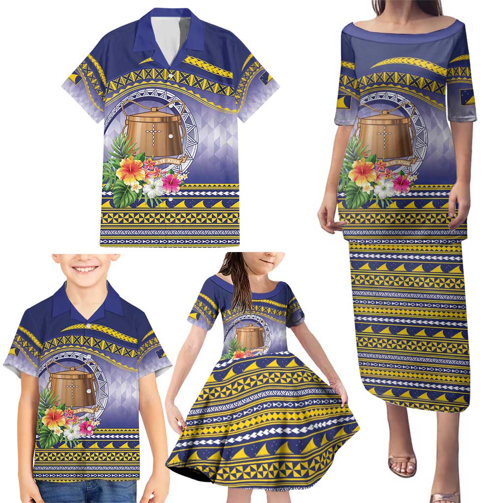 Tokelau Tuluma Family Matching Puletasi and Hawaiian Shirt Polynesian Tropical Flowers LT9 - Polynesian Pride