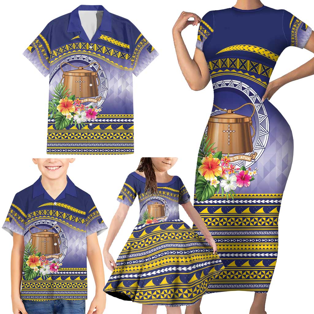 Tokelau Tuluma Family Matching Short Sleeve Bodycon Dress and Hawaiian Shirt Polynesian Tropical Flowers LT9 - Polynesian Pride