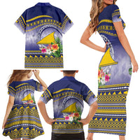 Tokelau Tuluma Family Matching Short Sleeve Bodycon Dress and Hawaiian Shirt Polynesian Tropical Flowers LT9 - Polynesian Pride
