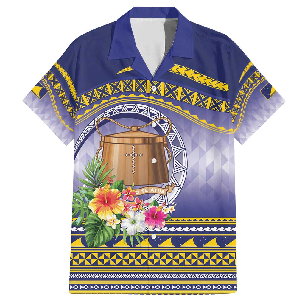 Tokelau Tuluma Family Matching Summer Maxi Dress and Hawaiian Shirt Polynesian Tropical Flowers LT9 Dad's Shirt - Short Sleeve Blue - Polynesian Pride