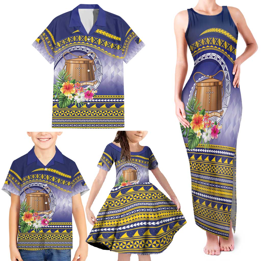 Tokelau Tuluma Family Matching Tank Maxi Dress and Hawaiian Shirt Polynesian Tropical Flowers LT9 - Polynesian Pride