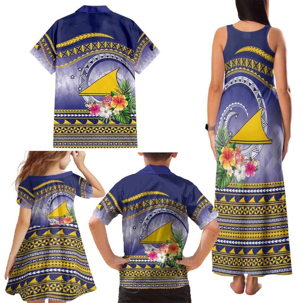 Tokelau Tuluma Family Matching Tank Maxi Dress and Hawaiian Shirt Polynesian Tropical Flowers LT9 - Polynesian Pride