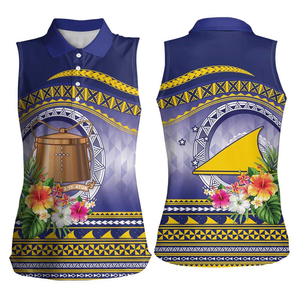 Tokelau Tuluma Women Sleeveless Polo Shirt Polynesian Tropical Flowers LT9 - Polynesian Pride