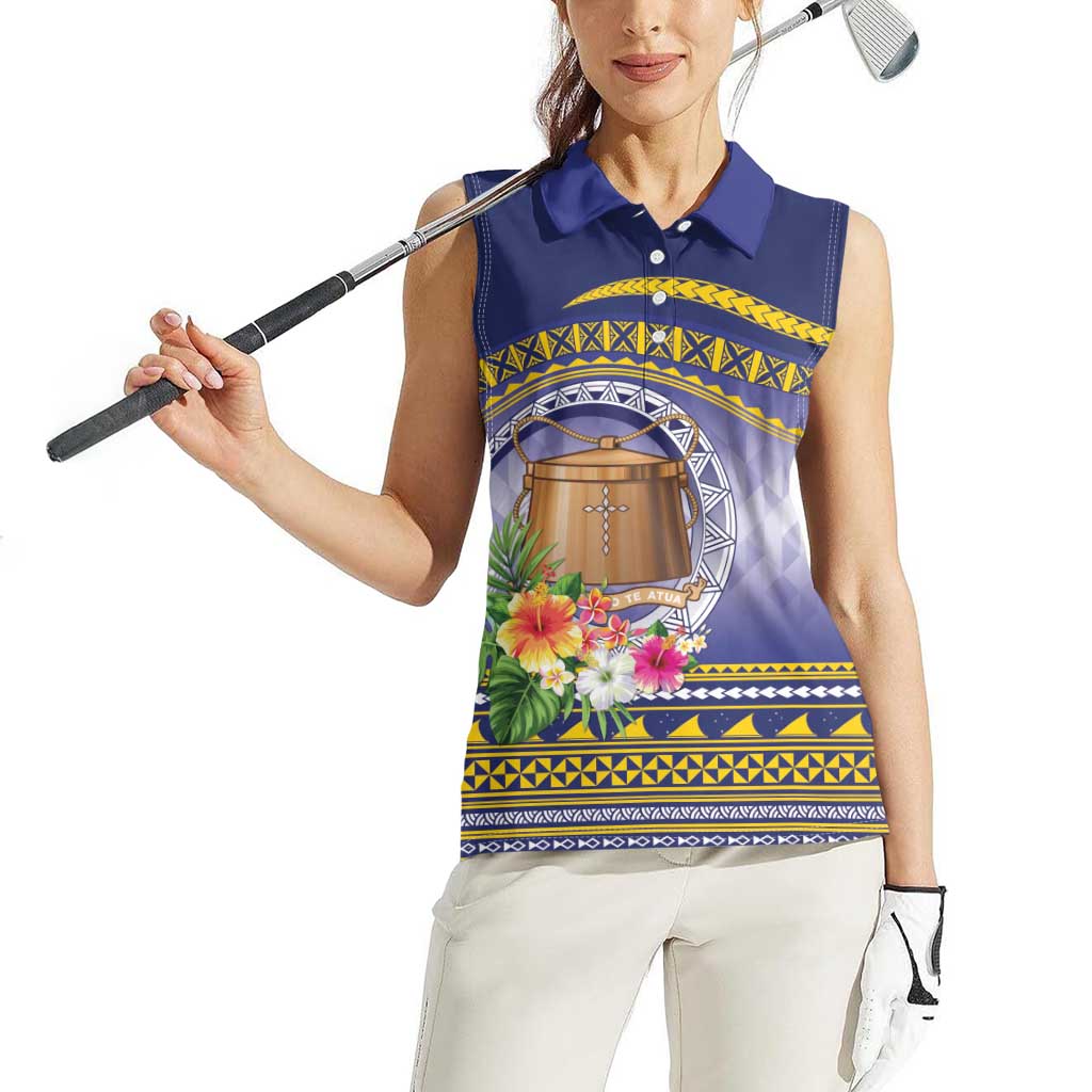 Tokelau Tuluma Women Sleeveless Polo Shirt Polynesian Tropical Flowers LT9 - Polynesian Pride
