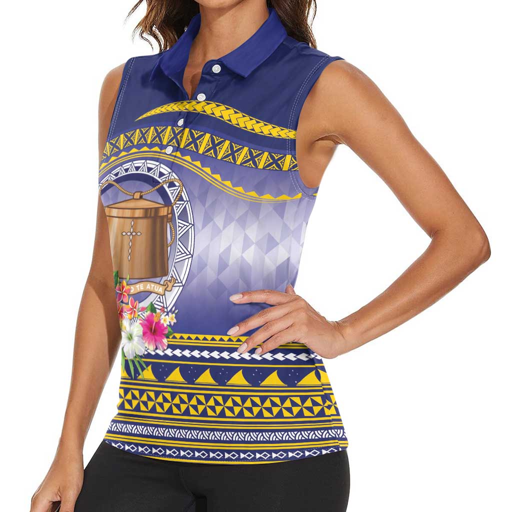 Tokelau Tuluma Women Sleeveless Polo Shirt Polynesian Tropical Flowers LT9 - Polynesian Pride