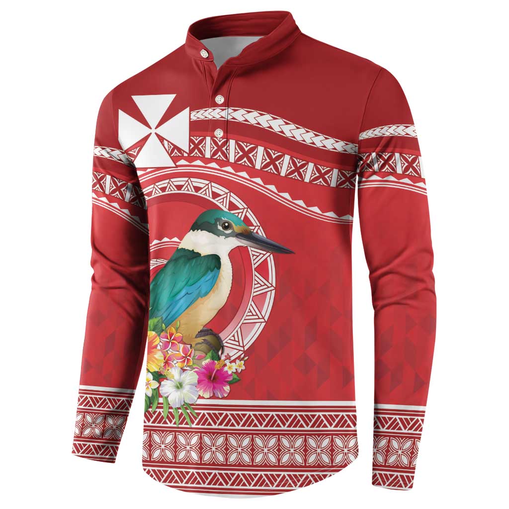Wallis et Futuna Kingfisher Button Sweatshirt Polynesian Tropical Flowers