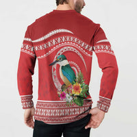 Wallis et Futuna Kingfisher Button Sweatshirt Polynesian Tropical Flowers