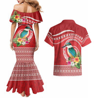 Wallis et Futuna Kingfisher Couples Matching Mermaid Dress and Hawaiian Shirt Polynesian Tropical Flowers LT9 - Polynesian Pride