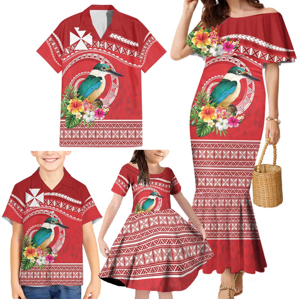 Wallis et Futuna Kingfisher Family Matching Mermaid Dress and Hawaiian Shirt Polynesian Tropical Flowers LT9 - Polynesian Pride