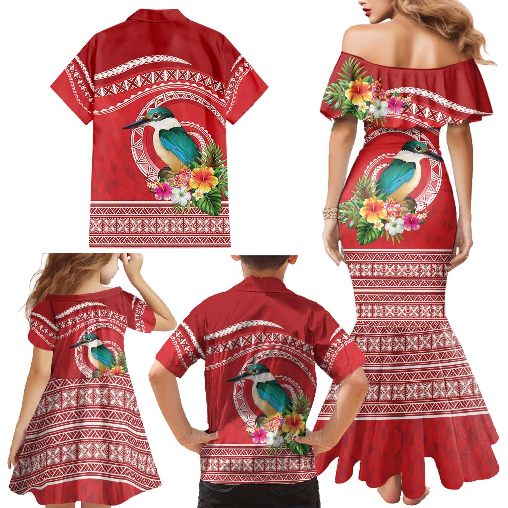 Wallis et Futuna Kingfisher Family Matching Mermaid Dress and Hawaiian Shirt Polynesian Tropical Flowers LT9 - Polynesian Pride