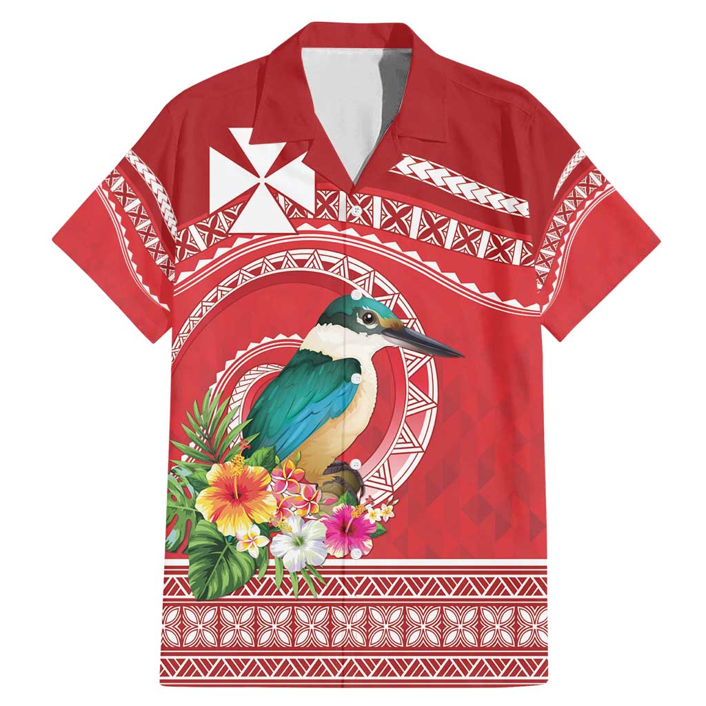 Wallis et Futuna Kingfisher Family Matching Mermaid Dress and Hawaiian Shirt Polynesian Tropical Flowers LT9 Dad's Shirt - Short Sleeve Red - Polynesian Pride