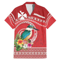 Wallis et Futuna Kingfisher Family Matching Mermaid Dress and Hawaiian Shirt Polynesian Tropical Flowers LT9 Dad's Shirt - Short Sleeve Red - Polynesian Pride