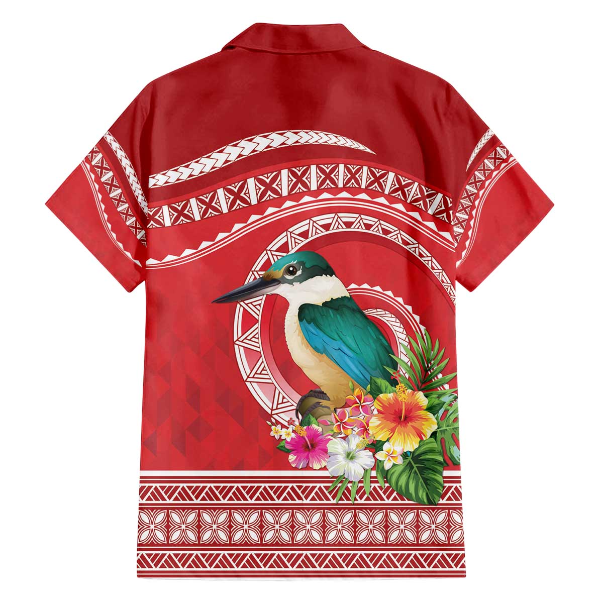 Wallis et Futuna Kingfisher Family Matching Off The Shoulder Long Sleeve Dress and Hawaiian Shirt Polynesian Tropical Flowers LT9 - Polynesian Pride