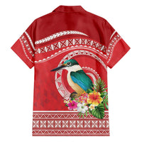 Wallis et Futuna Kingfisher Family Matching Off The Shoulder Long Sleeve Dress and Hawaiian Shirt Polynesian Tropical Flowers LT9 - Polynesian Pride