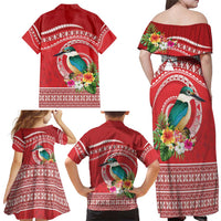 Wallis et Futuna Kingfisher Family Matching Off Shoulder Maxi Dress and Hawaiian Shirt Polynesian Tropical Flowers LT9 - Polynesian Pride