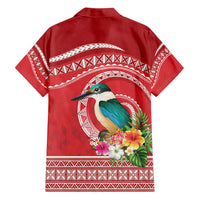Wallis et Futuna Kingfisher Family Matching Off Shoulder Short Dress and Hawaiian Shirt Polynesian Tropical Flowers LT9 - Polynesian Pride