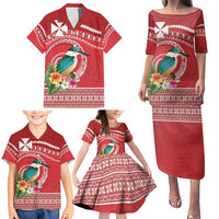 Wallis et Futuna Kingfisher Family Matching Puletasi and Hawaiian Shirt Polynesian Tropical Flowers LT9 - Polynesian Pride