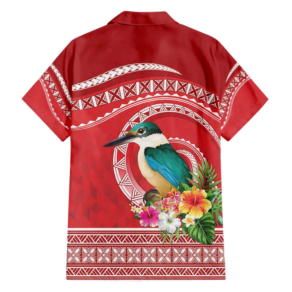 Wallis et Futuna Kingfisher Family Matching Short Sleeve Bodycon Dress and Hawaiian Shirt Polynesian Tropical Flowers LT9 - Polynesian Pride