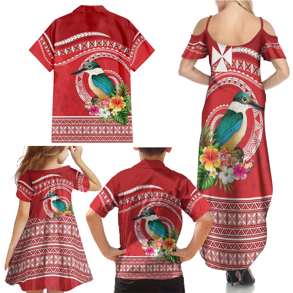 Wallis et Futuna Kingfisher Family Matching Summer Maxi Dress and Hawaiian Shirt Polynesian Tropical Flowers LT9 - Polynesian Pride