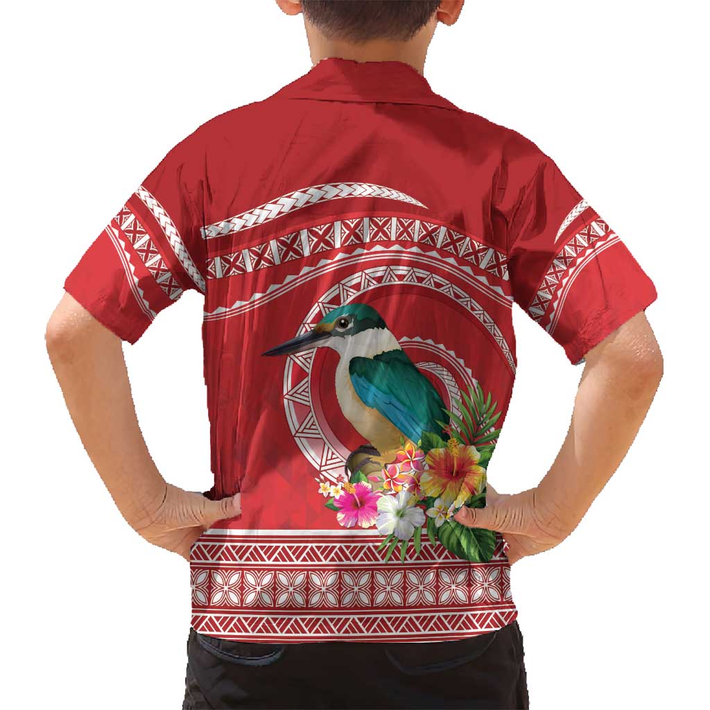 Wallis et Futuna Kingfisher Family Matching Tank Maxi Dress and Hawaiian Shirt Polynesian Tropical Flowers LT9 - Polynesian Pride
