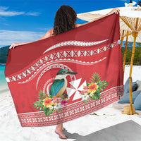 Wallis et Futuna Kingfisher Sarong Polynesian Tropical Flowers LT9 One Size 44 x 66 inches Red - Polynesian Pride