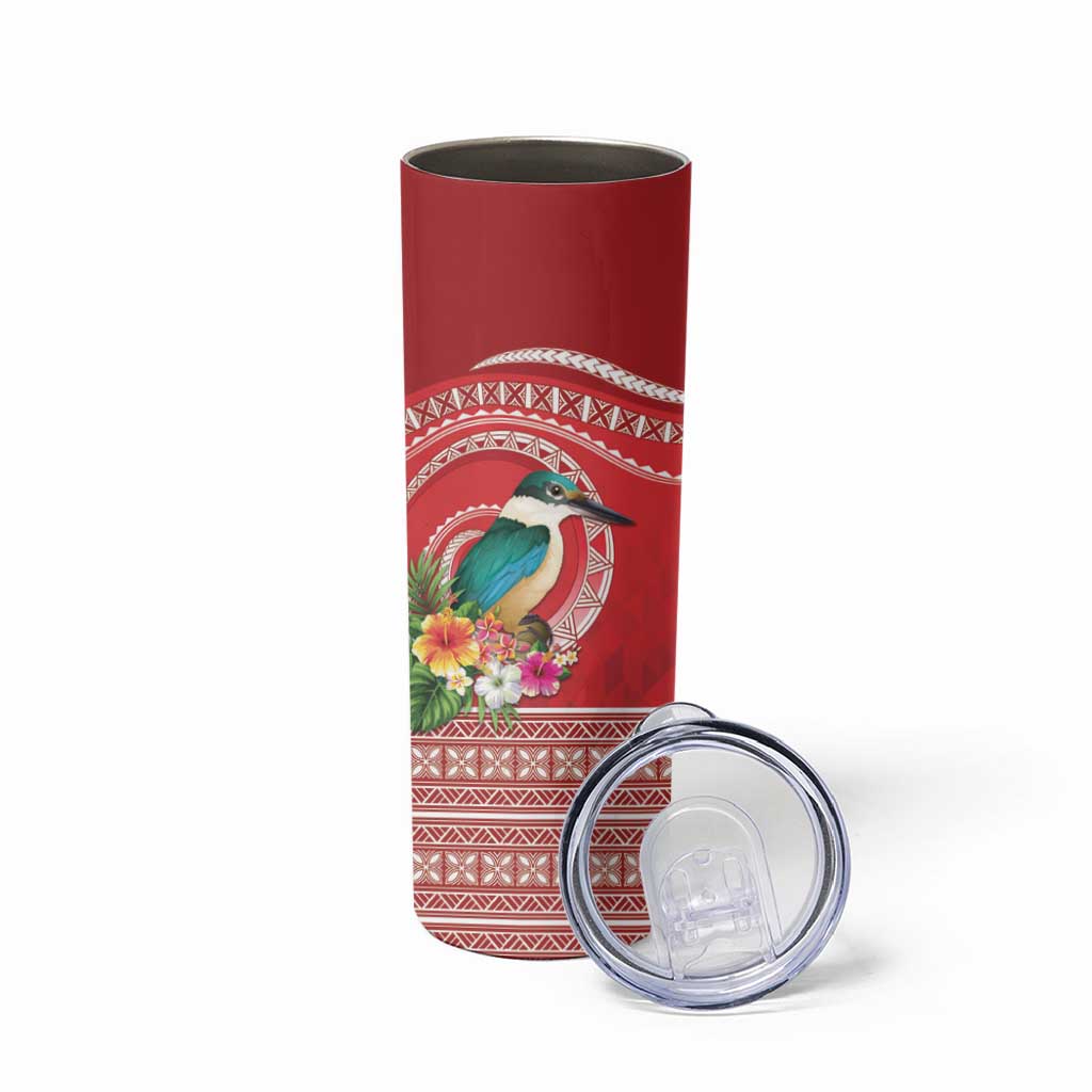 Wallis et Futuna Kingfisher Skinny Tumbler Polynesian Tropical Flowers LT9 - Polynesian Pride