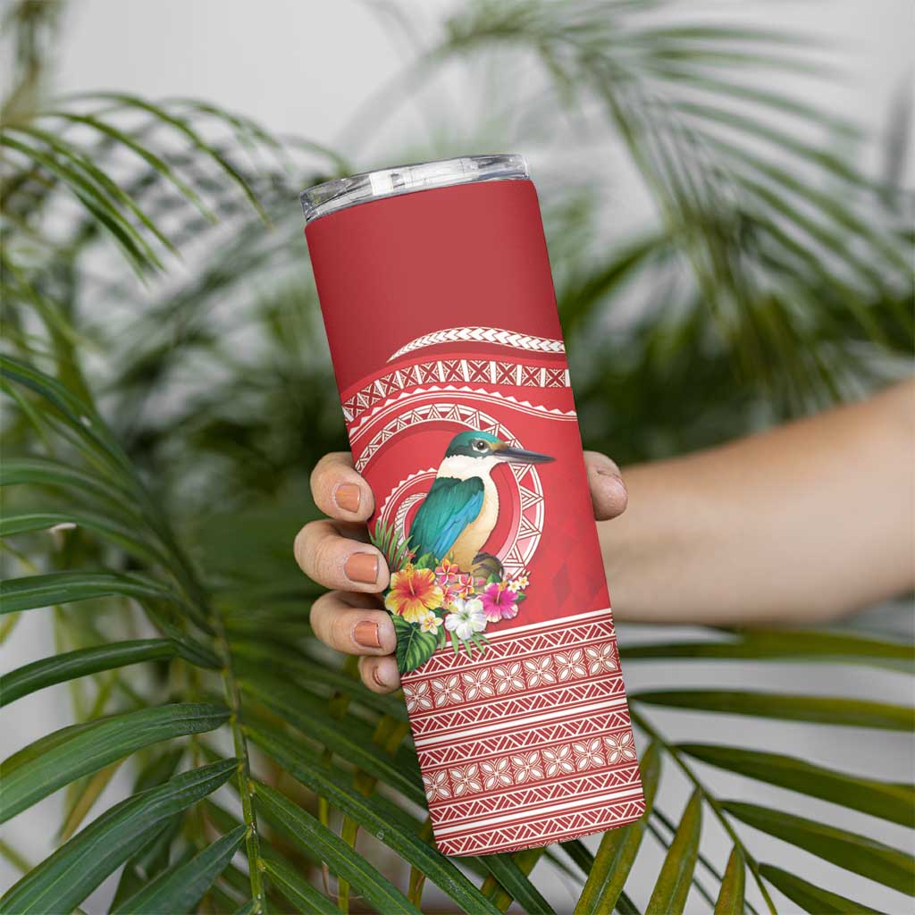 Wallis et Futuna Kingfisher Skinny Tumbler Polynesian Tropical Flowers LT9 - Polynesian Pride