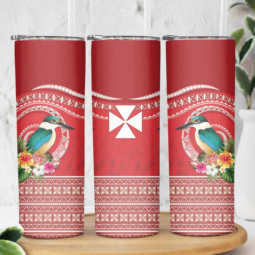Wallis et Futuna Kingfisher Skinny Tumbler Polynesian Tropical Flowers LT9 - Polynesian Pride