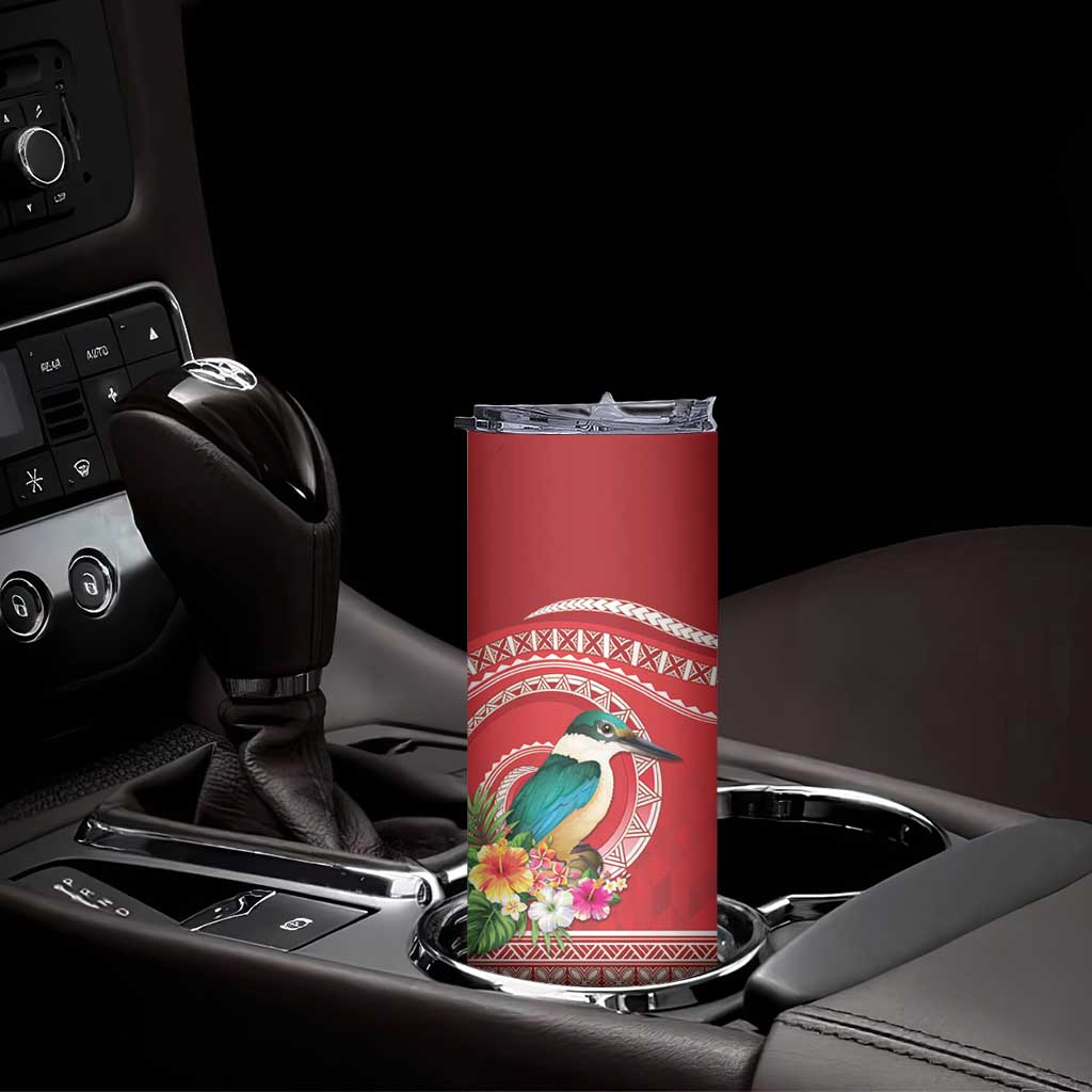 Wallis et Futuna Kingfisher Skinny Tumbler Polynesian Tropical Flowers LT9 - Polynesian Pride