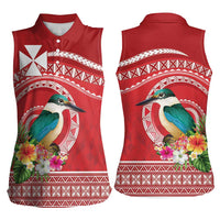 Wallis et Futuna Kingfisher Women Sleeveless Polo Shirt Polynesian Tropical Flowers LT9 - Polynesian Pride