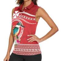 Wallis et Futuna Kingfisher Women Sleeveless Polo Shirt Polynesian Tropical Flowers LT9 - Polynesian Pride