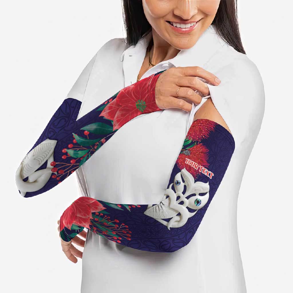Maori Wheku Meri Kirihimete Personalised Arm Sleeves All Blue Indigenous Maori Motif - Polynesian Pride