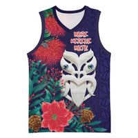 Maori Wheku Meri Kirihimete Personalised Basketball Jersey All Blue Indigenous Maori Motif LT9 Unisex Blue - Polynesian Pride