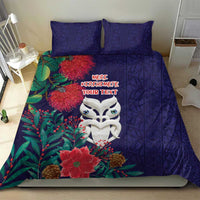 Maori Wheku Meri Kirihimete Personalised Bedding Set All Blue Indigenous Maori Motif - Polynesian Pride