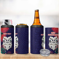 Maori Wheku Meri Kirihimete Personalised 4 in 1 Can Cooler Tumbler All Blue Indigenous Maori Motif LT9 - Polynesian Pride