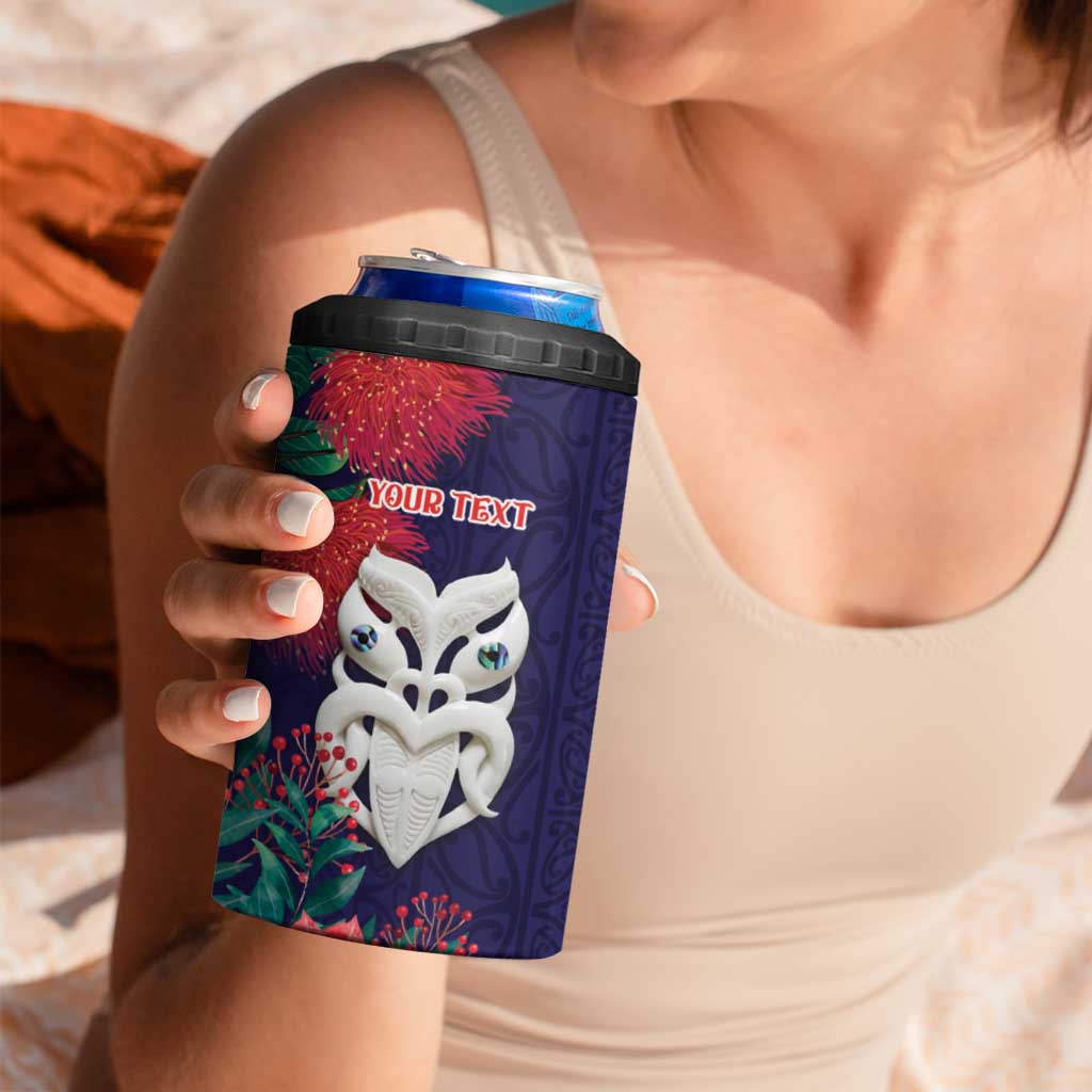 Maori Wheku Meri Kirihimete Personalised 4 in 1 Can Cooler Tumbler All Blue Indigenous Maori Motif LT9 - Polynesian Pride