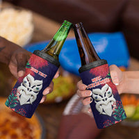 Maori Wheku Meri Kirihimete Personalised 4 in 1 Can Cooler Tumbler All Blue Indigenous Maori Motif LT9 - Polynesian Pride