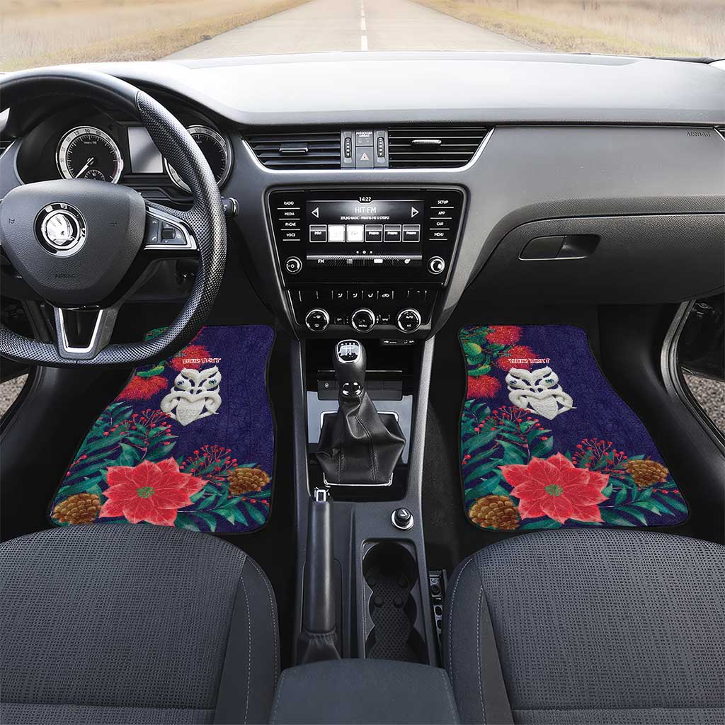 Maori Wheku Meri Kirihimete Personalised Car Mats All Blue Indigenous Maori Motif - Polynesian Pride