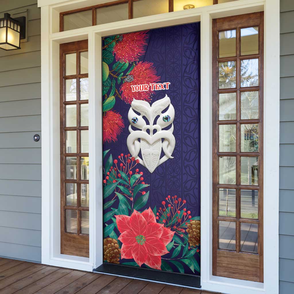 Maori Wheku Meri Kirihimete Personalised Door Cover All Blue Indigenous Maori Motif LT9 - Polynesian Pride