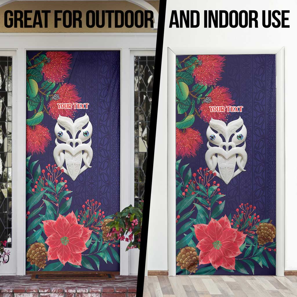 Maori Wheku Meri Kirihimete Personalised Door Cover All Blue Indigenous Maori Motif LT9 - Polynesian Pride