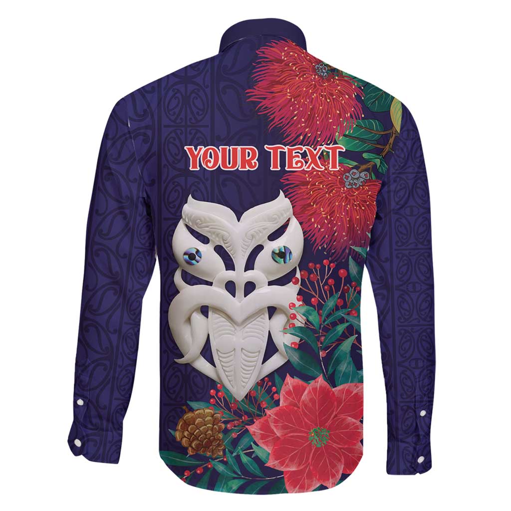 Maori Wheku Meri Kirihimete Personalised Family Matching Long Sleeve Bodycon Dress and Hawaiian Shirt All Blue Indigenous Maori Motif LT9 - Polynesian Pride