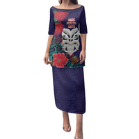 Maori Wheku Meri Kirihimete Personalised Family Matching Puletasi and Hawaiian Shirt All Blue Indigenous Maori Motif LT9 Mom's Dress Blue - Polynesian Pride
