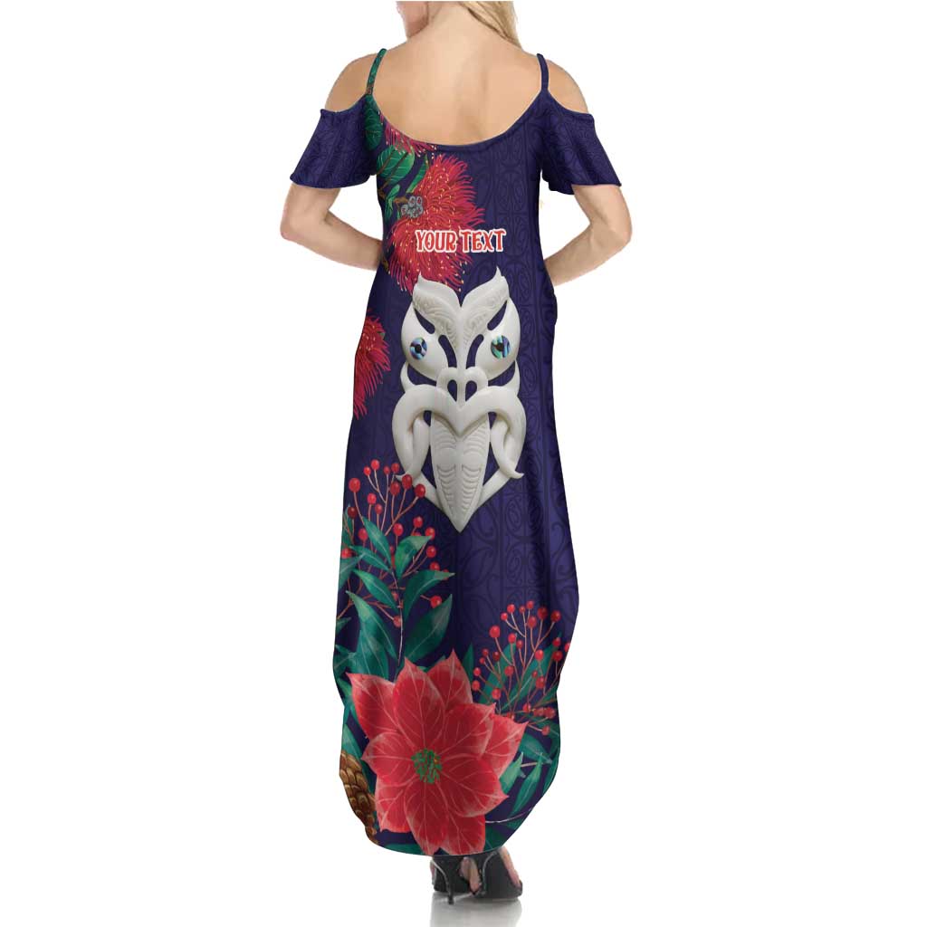 Maori Wheku Meri Kirihimete Personalised Family Matching Summer Maxi Dress and Hawaiian Shirt All Blue Indigenous Maori Motif LT9 - Polynesian Pride