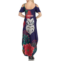 Maori Wheku Meri Kirihimete Personalised Family Matching Summer Maxi Dress and Hawaiian Shirt All Blue Indigenous Maori Motif LT9 - Polynesian Pride
