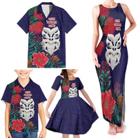 Maori Wheku Meri Kirihimete Personalised Family Matching Tank Maxi Dress and Hawaiian Shirt All Blue Indigenous Maori Motif LT9 - Polynesian Pride