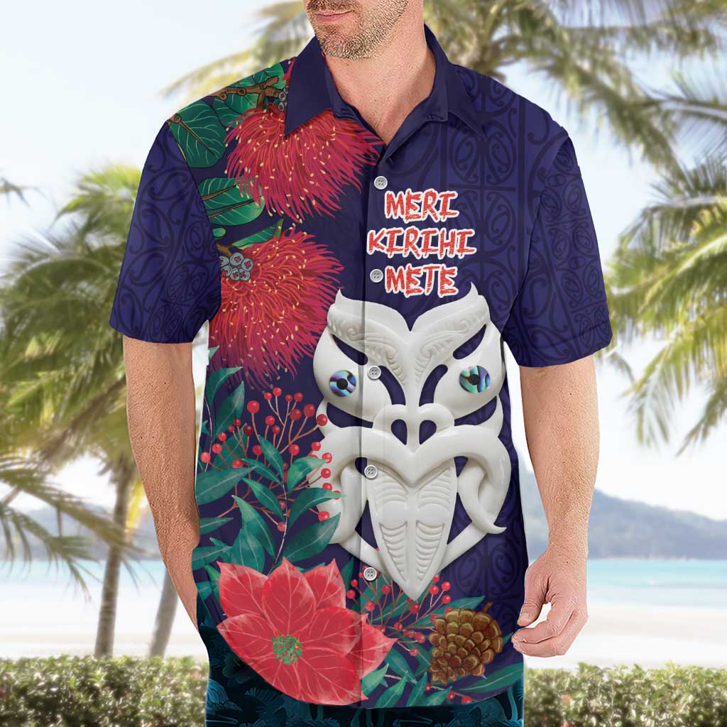 Maori Wheku Meri Kirihimete Personalised Hawaiian Shirt All Blue Indigenous Maori Motif LT9 - Polynesian Pride