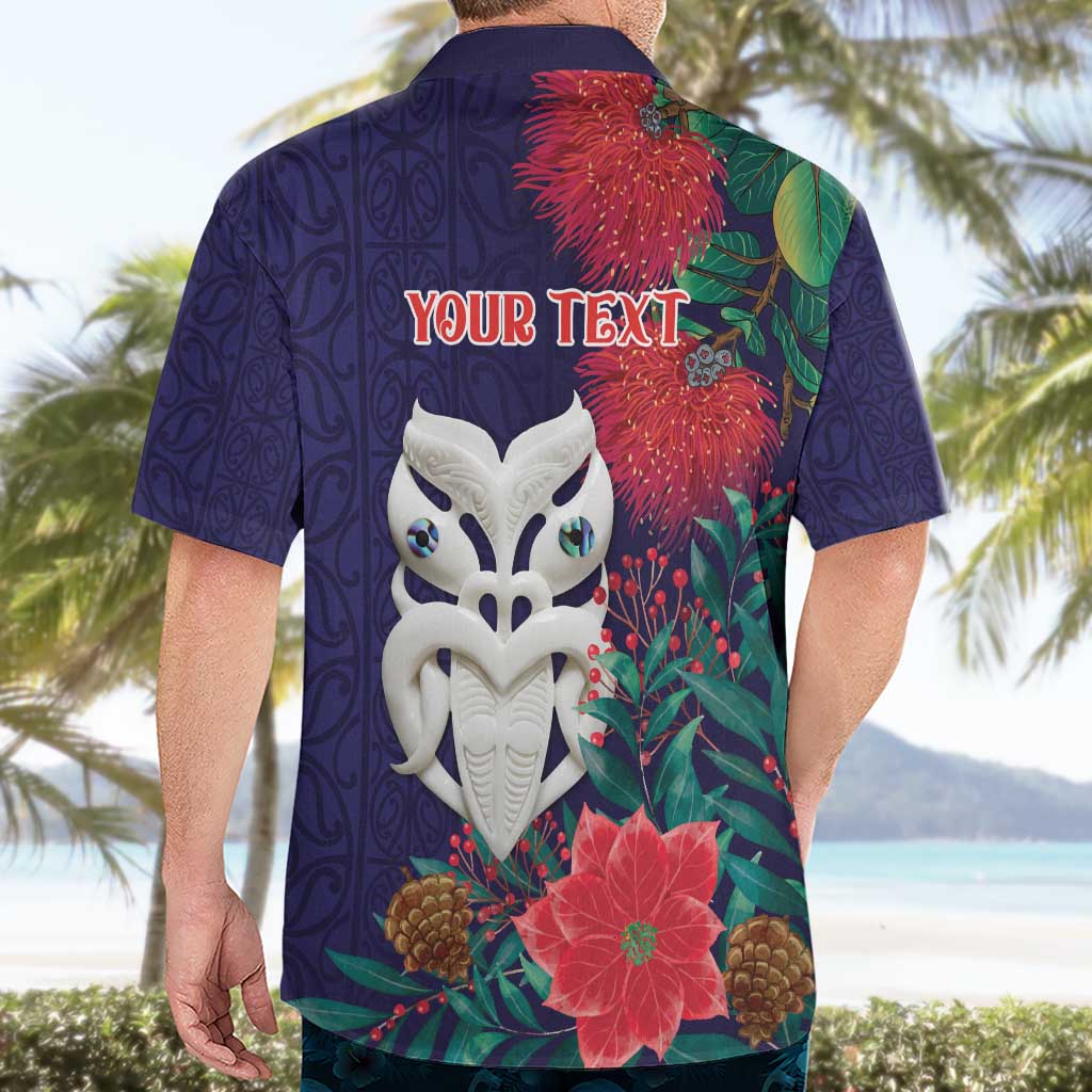 Maori Wheku Meri Kirihimete Personalised Hawaiian Shirt All Blue Indigenous Maori Motif LT9 - Polynesian Pride